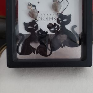 Fashion Jewelry Elegant Black Cat Earrings